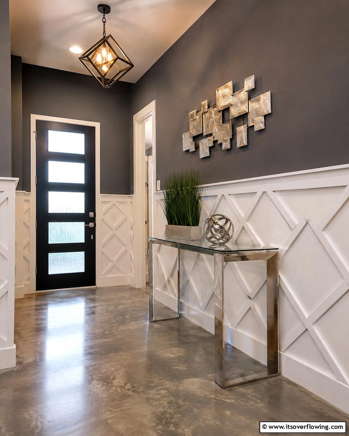 Modern Geometric Wainscoting to Add Depth - 20 Creative Wainscoting Entryway Ideas to Welcome Guests