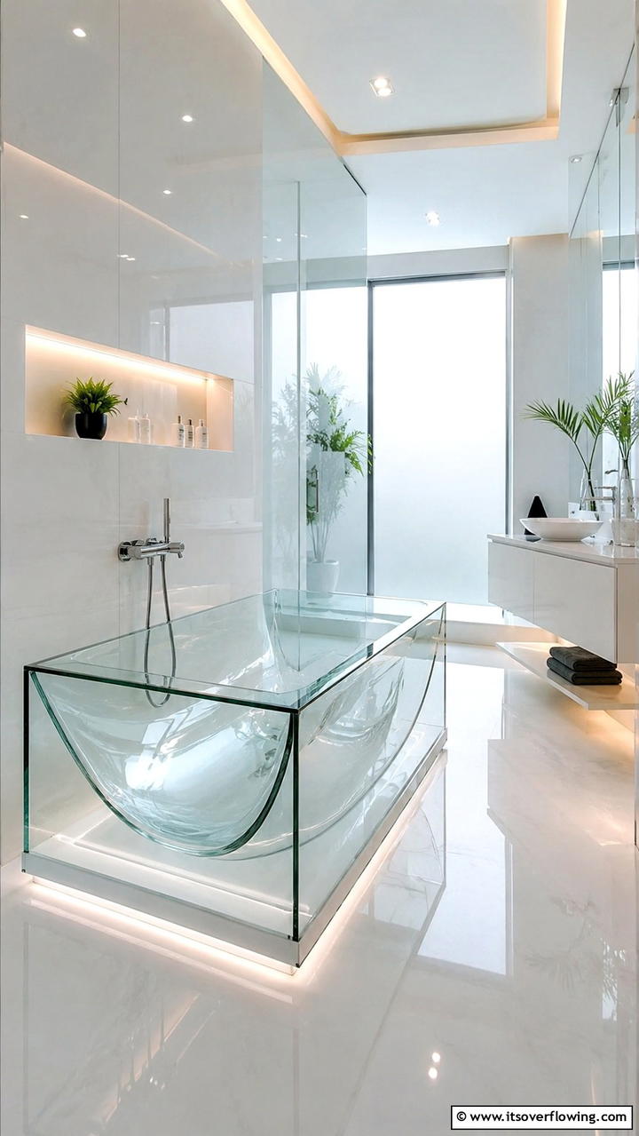 Modern Glass Bathtub - 30 Bathtub Ideas for a Luxurious and Relaxing Bathroom