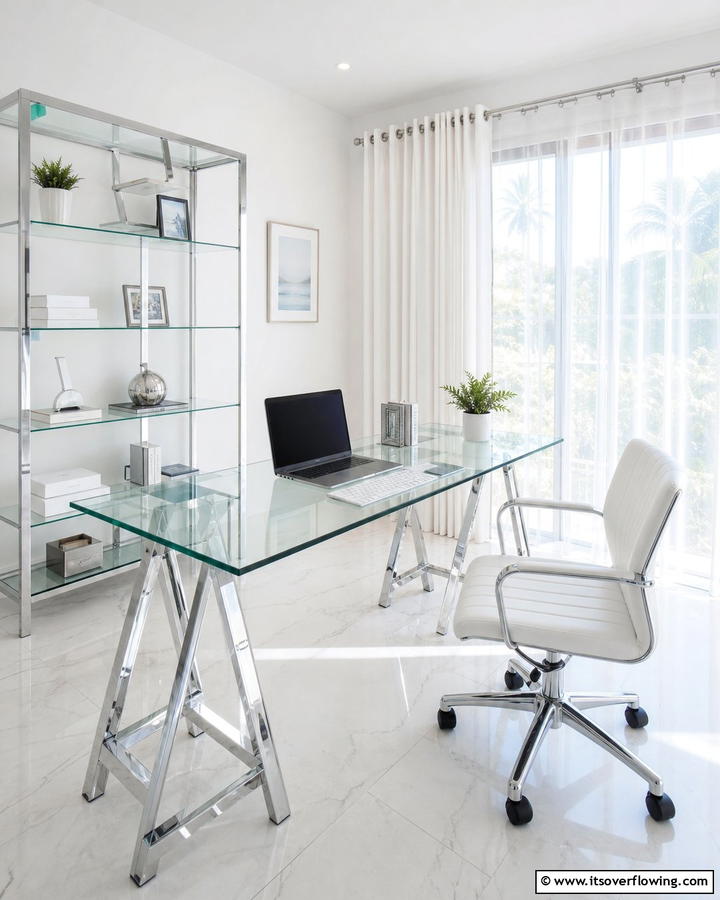 Modern Glass Desk - 21 Desk Ideas for Productive & Stylish Home Offices