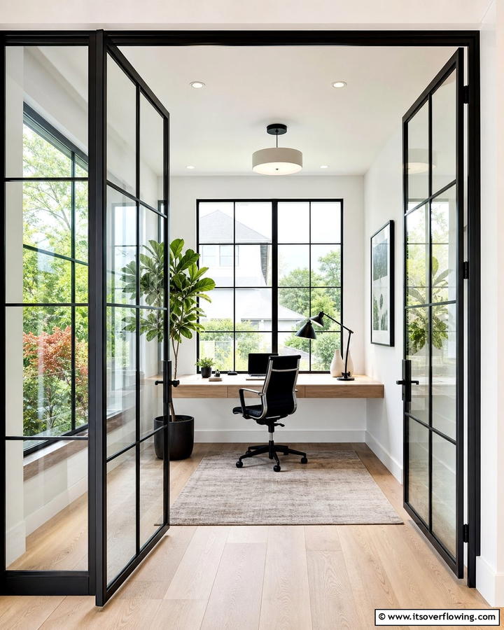 Modern Glass Panel Doors - 20 Home Office Door Ideas for Stylish Workspaces