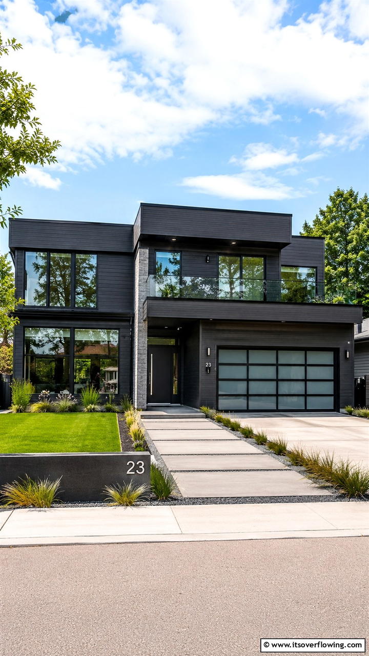 Modern Graphite Allure - 30 Black House Exteriors- Bold Paint Colors for Modern Homes