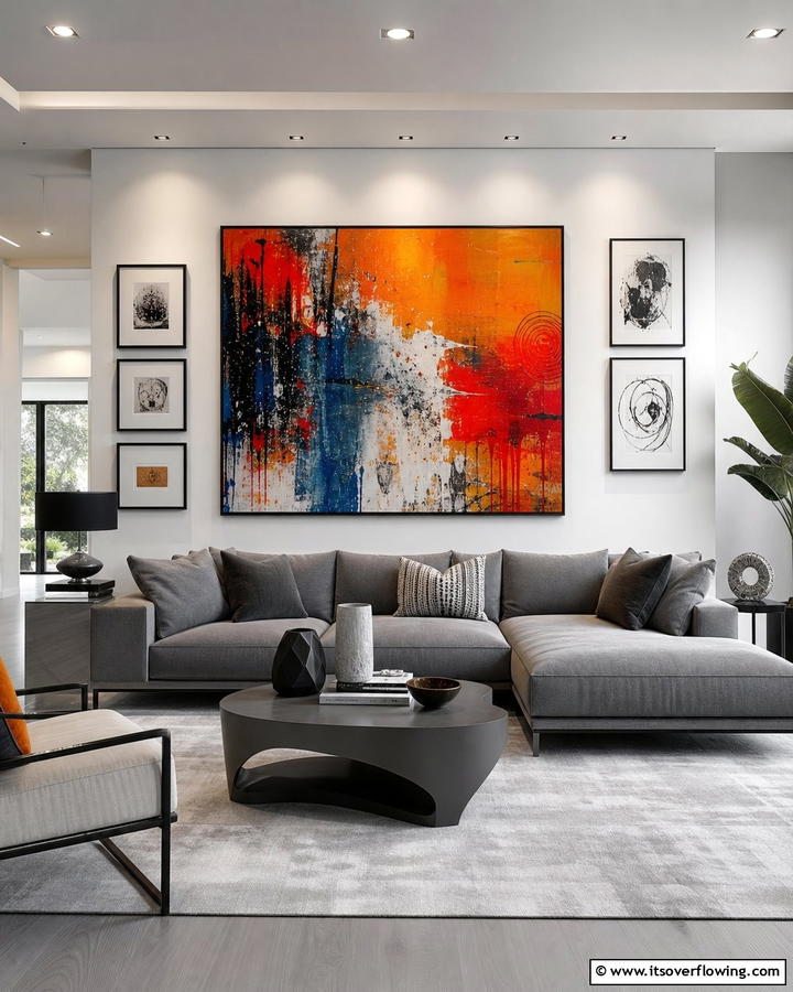 Modern Gray with Bold Art - 21 Gray Living Room Ideas to Elevate Neutral Decor