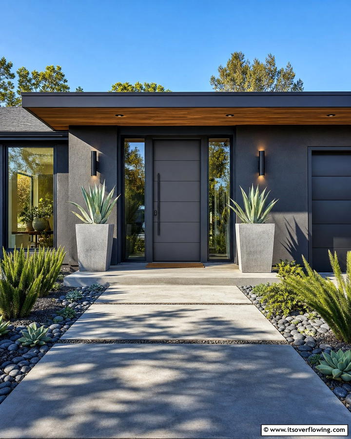 Modern Gray - 30 Retro Mid-Century Front Door Colors to Boost Curb Appeal