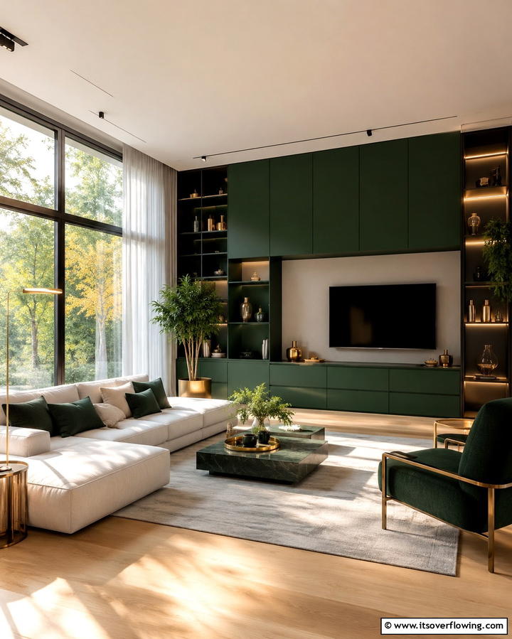 Modern Green Oasis - 30 Forest Green Living Room Ideas for Nature-Inspired Interiors