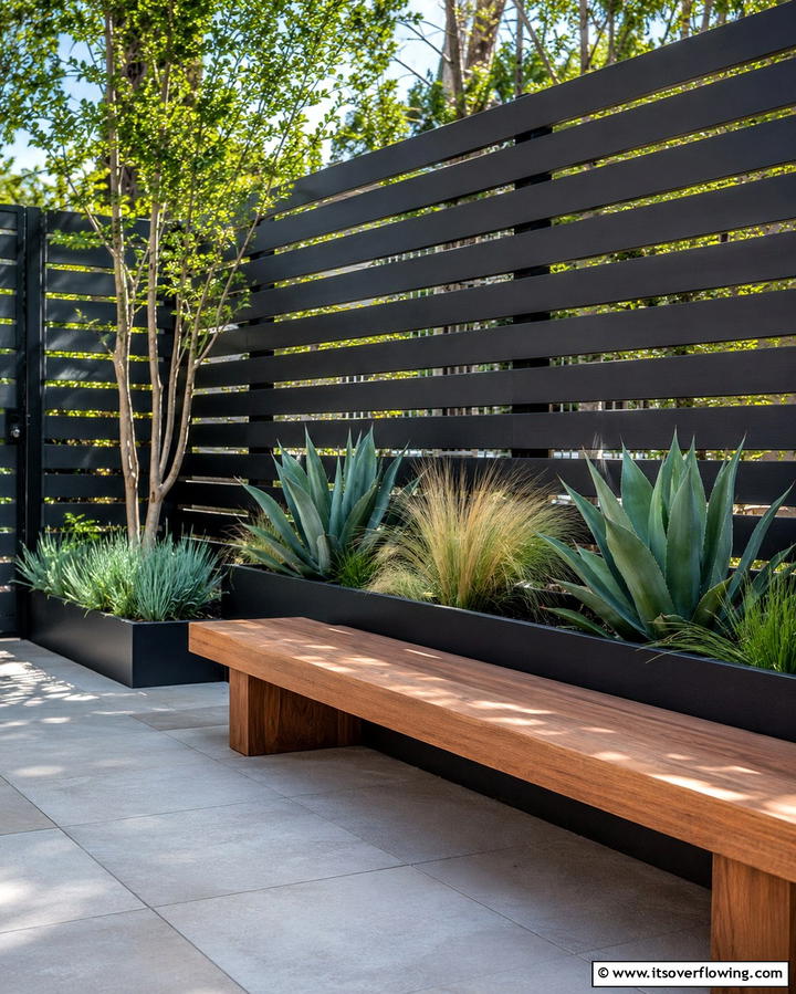 Modern Horizontal Slat Black Fence - 25 Black Fence Ideas for Modern Outdoor Spaces