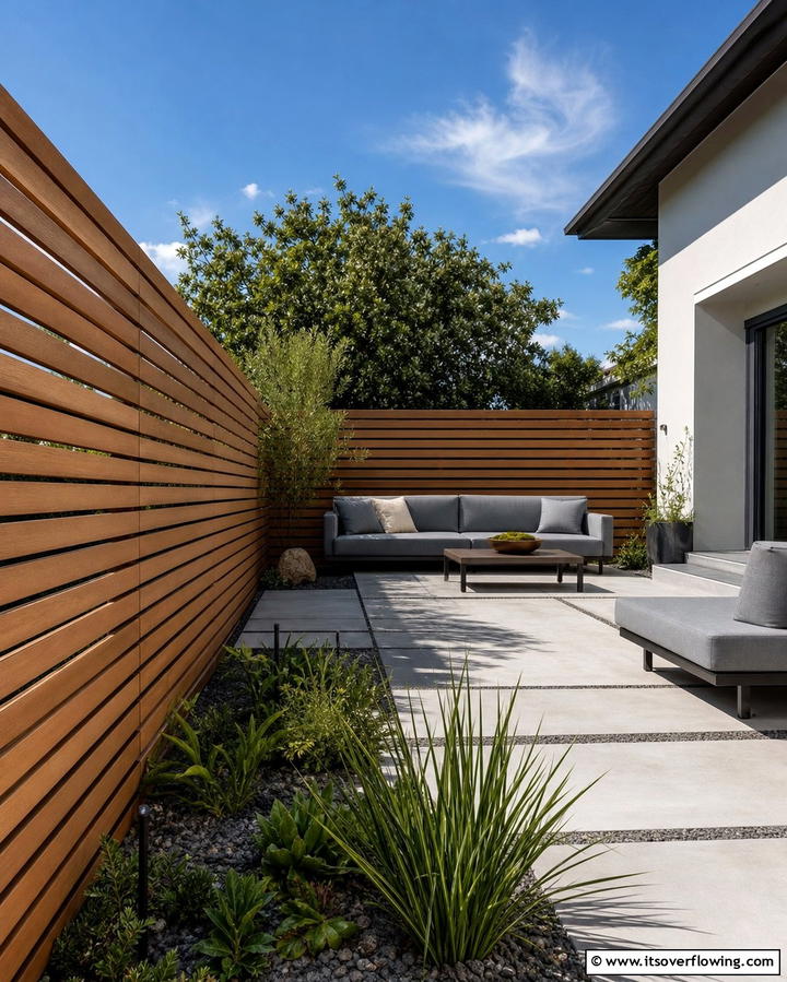 Modern Horizontal Slat Fence - 25 Wood Fence Ideas to Enhance Your Outdoor Space