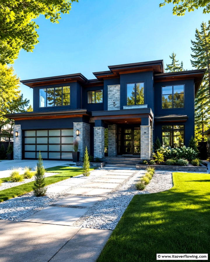 Modern Indigo Expanse - 30 Serene Blue Exterior House Colors to Boost Curb Appeal