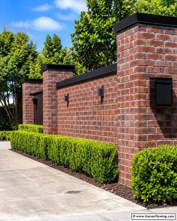 Modern Industrial Brick Fence - 30 Classic Brick Fence Ideas for Timeless Outdoor Security & Charm