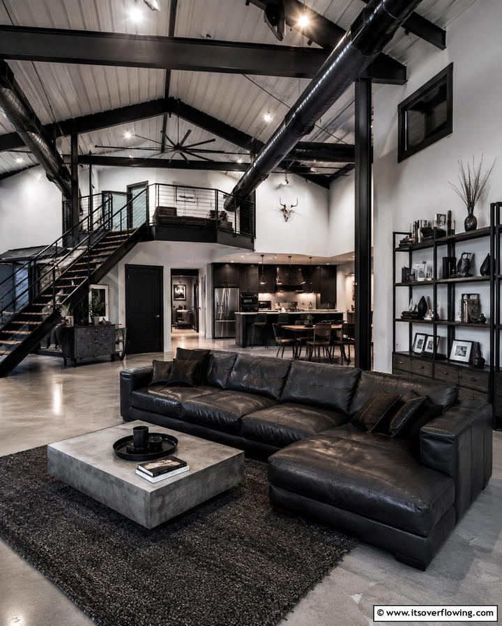 Modern Industrial Edge - 30 Barndominium Interior Ideas for Spacious Living Designs
