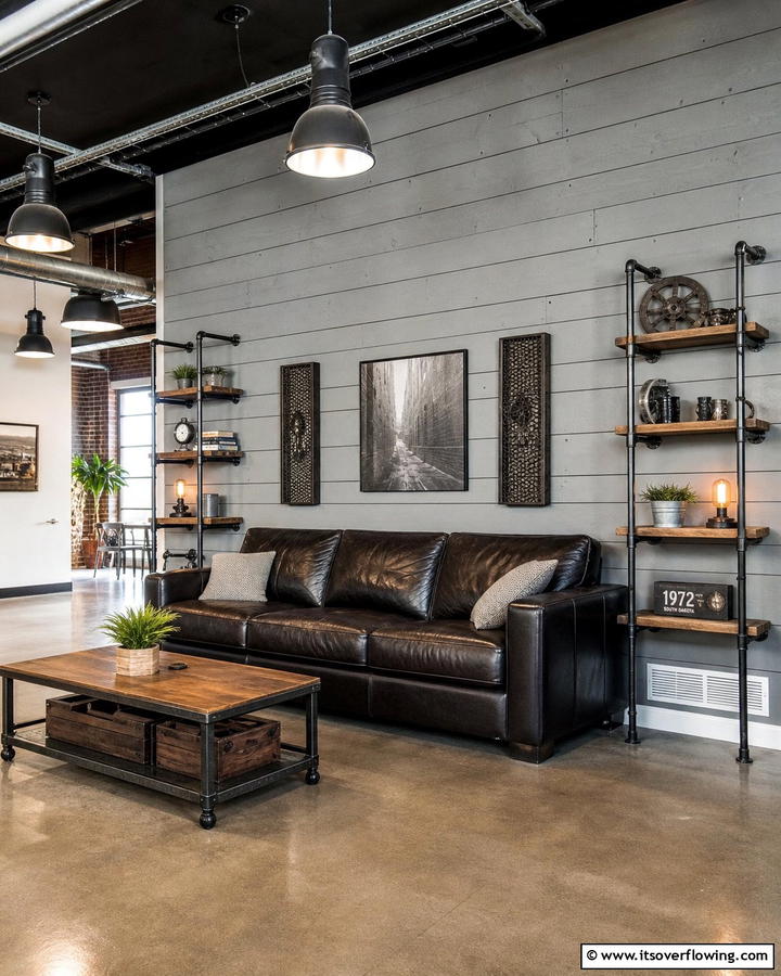 Modern Industrial Shiplap Accent Wall - 21 Shiplap Accent Wall Ideas for Rustic & Modern Homes