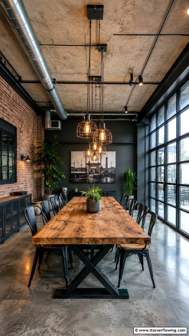 Modern Industrial Style - 30 Dining Room Ceiling Ideas to Elevate Your Space