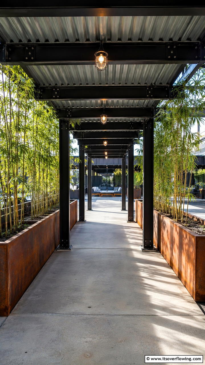 Modern Industrial Walkway - 30 Covered Walkway Ideas for All-Weather Charm