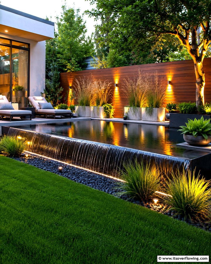 Modern Infinity Edge Fountain for a Sleek Look - 25 Backyard Fountain Ideas for a Serene Outdoor Space