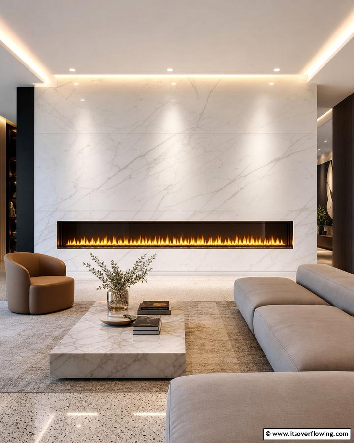 Modern Linear Fireplaces - 21 Cozy and Modern Fireplace Ideas for Every Home Style