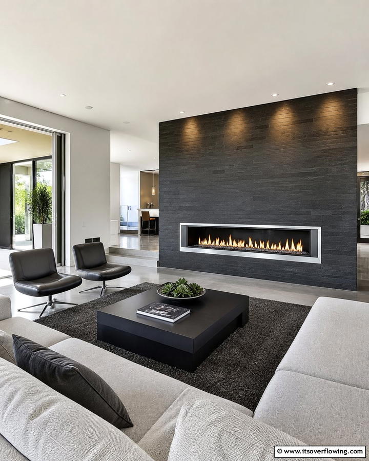 Modern Linear Gas Fireplace - 25 Porch Fireplace Ideas for Cozy Outdoor Evenings