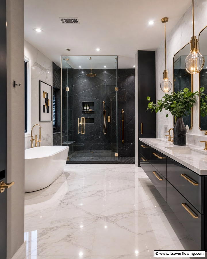 Modern Luxe Finishes - 21 Primary Bathroom Design Ideas for Modern Homes