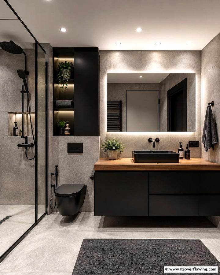 Modern Matte Black Cabinets - 25 Bathroom Cabinet Color Ideas for a Fresh Look