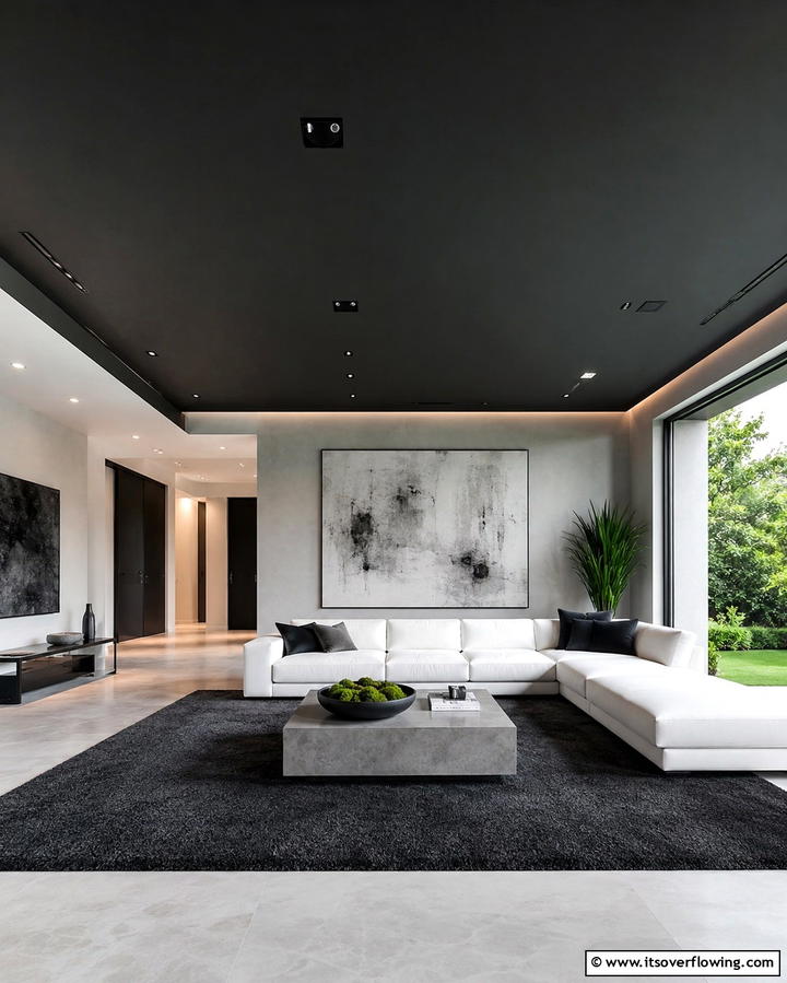 Modern Matte Black Ceiling - 30 Modern Black Ceiling Design Ideas for Dramatic Interiors