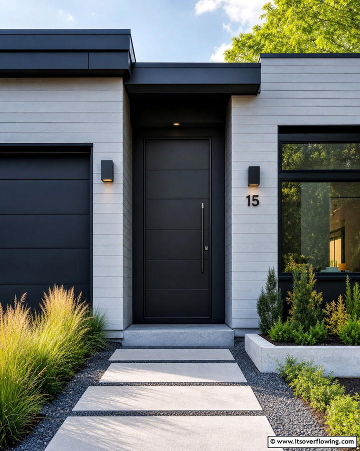 Modern Matte Black Elegance - 21 Black Front Door Ideas for Bold First Impressions