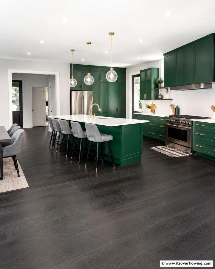 Modern Matte Black Flooring - 30 Sleek Black Floor Kitchen Ideas for Contemporary Designs