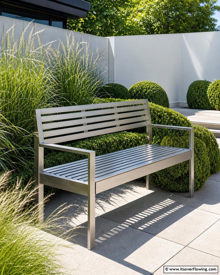 Modern Metal Garden Bench - 30 Charming Garden Bench Ideas for Relaxing Outdoor Spaces