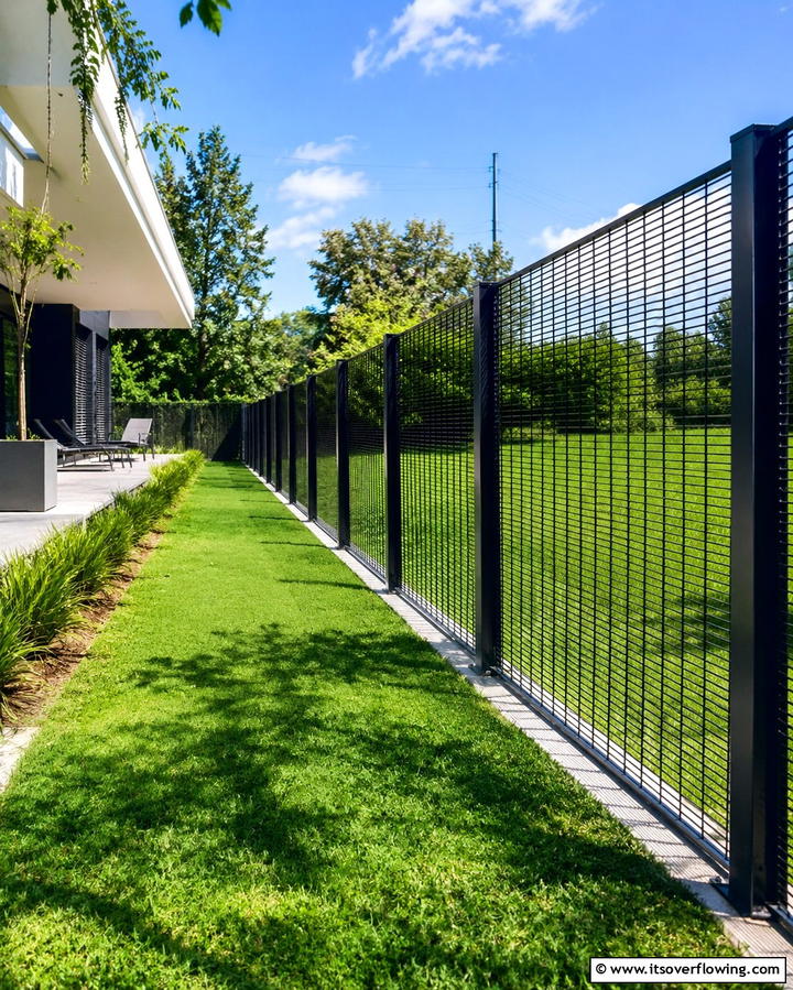 Modern Metal Mesh Fence - 30 Backyard Fence Ideas for Style and Functionality