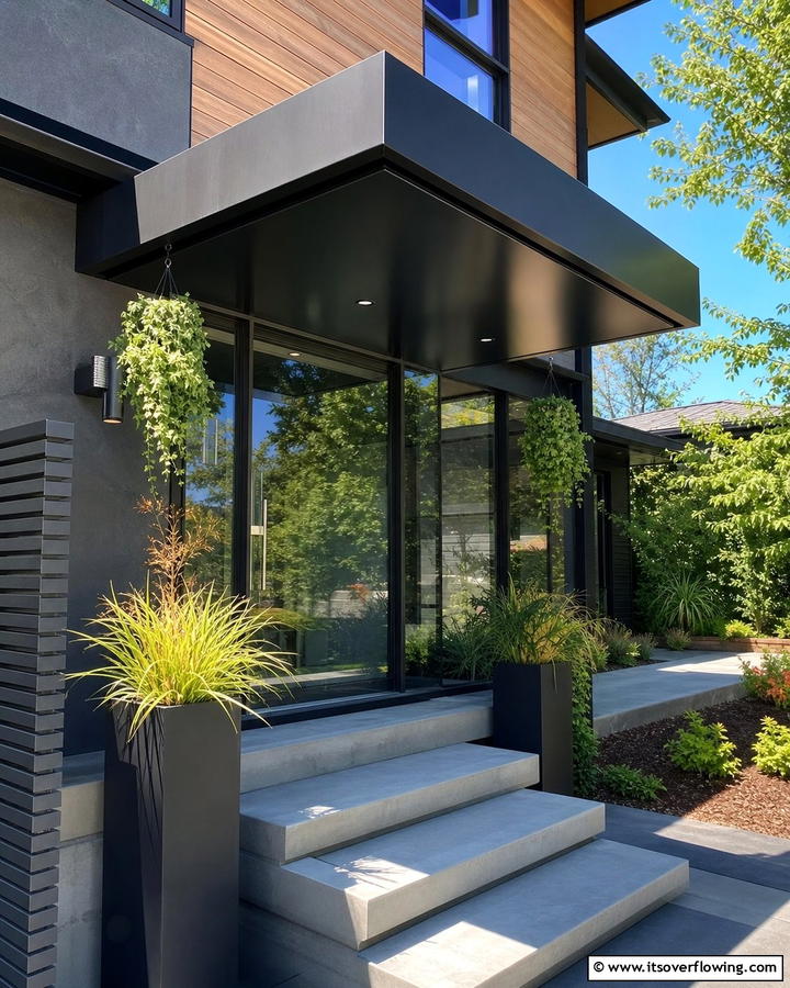 Modern Metal Overhang - 20 Front Porch Awning Ideas to Enhance Your Home