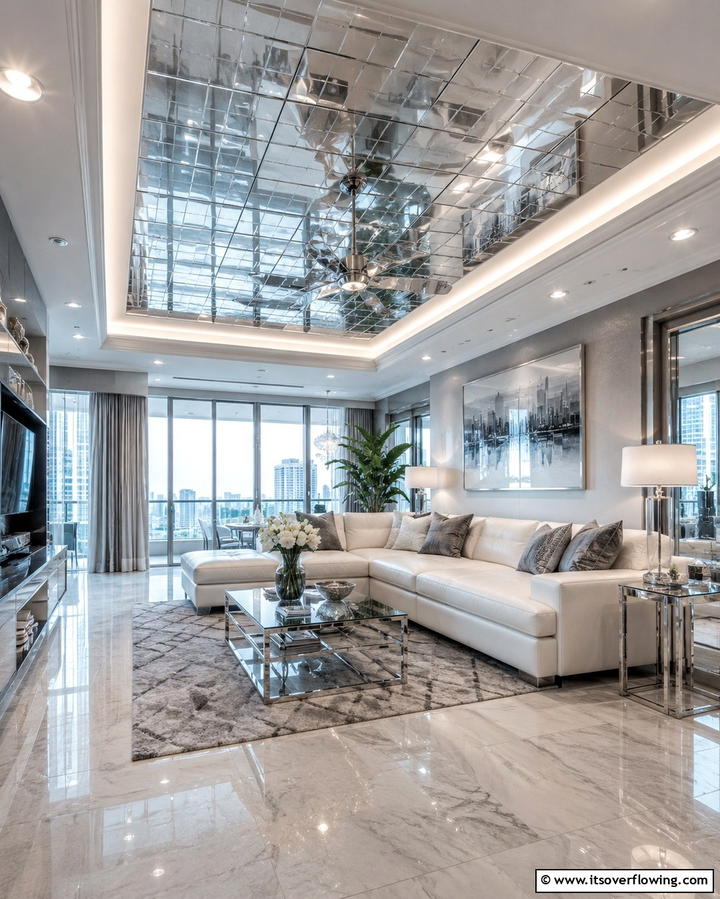 Modern Metallic Accent - 30 Pop Ceiling Design Ideas for Modern Home Interiors