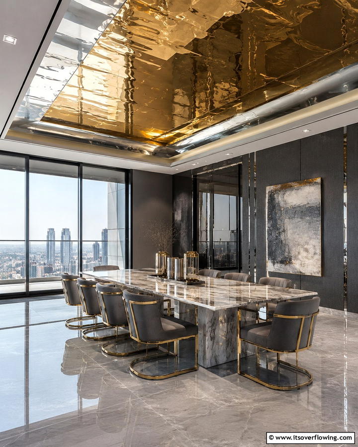 Modern Metallic Finishes - 30 Accent Ceiling Ideas to Elevate Your Space