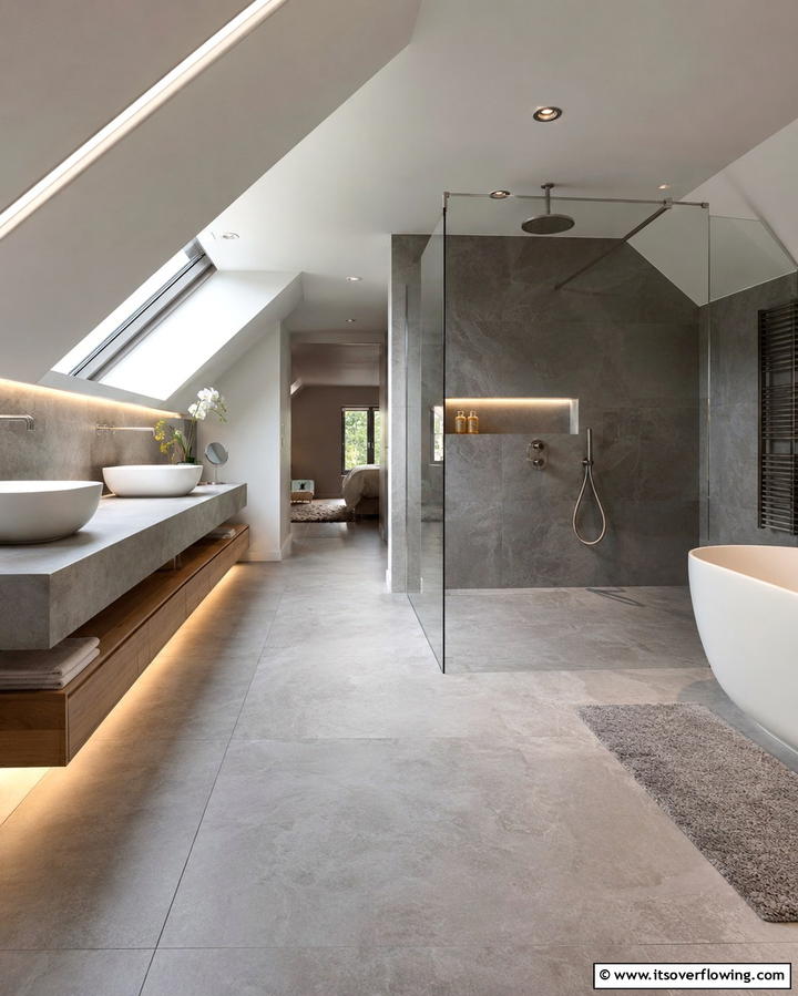 Modern Minimalism - 30 Attic Bathroom Ideas for Space-Saving Luxury