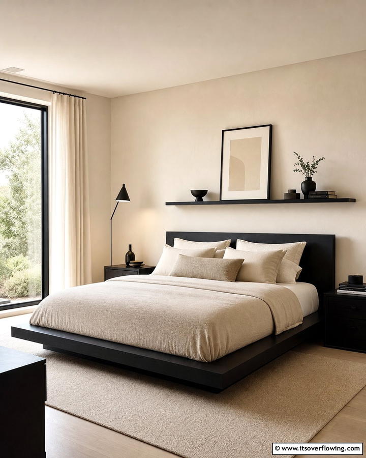 Modern Minimalism in Cream and Black - 21 Cream & Black Bedroom Ideas- Sophisticated Contrast
