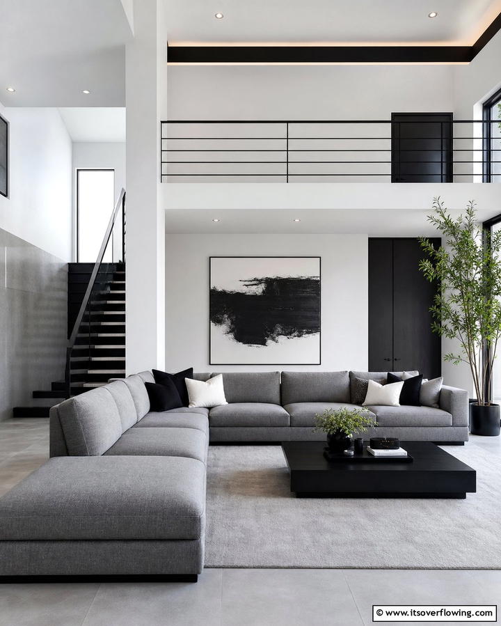 Modern Minimalism with Clean Lines - 25 Grey Sectional Living Room Ideas for Modern Homes