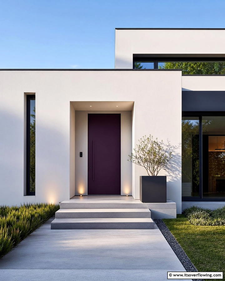 Modern Minimalism with Dark Purple - 20 Dark Purple Front Door Ideas for a Bold Entrance