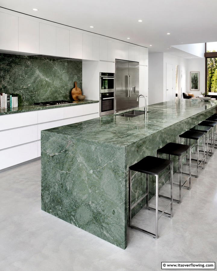 Modern Minimalism with Green Quartz Countertops - 25 Kitchen With Green Countertops Ideas for Freshness