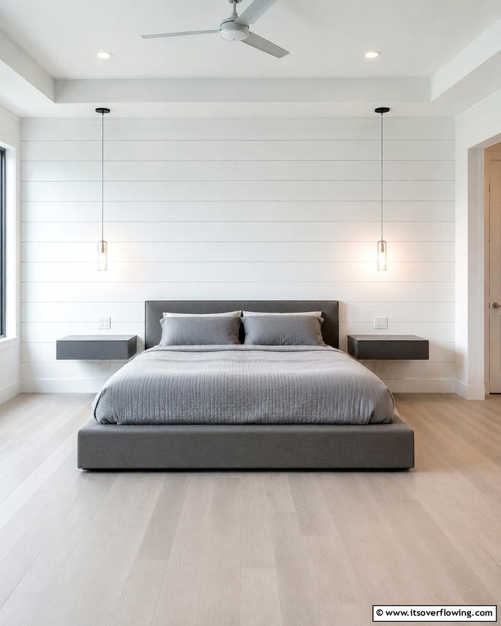 Modern Minimalism with Horizontal Shiplap - 25 Shiplap Bedroom Ideas for a Cozy and Chic Retreat