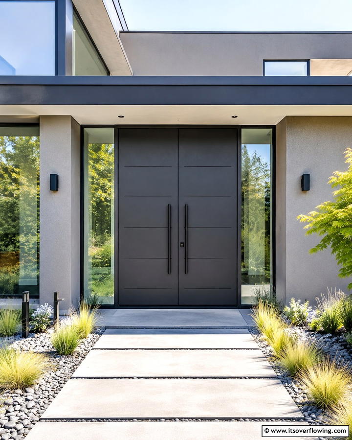 Modern Minimalism - 25 Double Front Door Ideas for a Grand Entrance