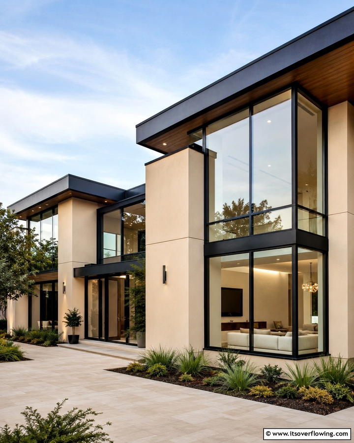 Modern Minimalist Aesthetic - 25 Tan House With Black Trim Design Ideas for Elegance