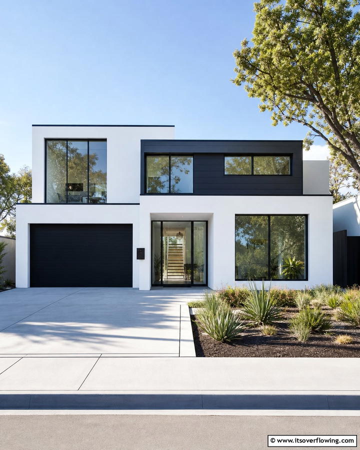Modern Minimalist Appeal - 21 Striking Black & White House Exterior Design Concepts