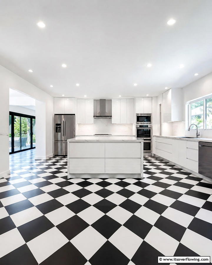 Modern Minimalist Appeal - 30 Kitchens with Checkered Floors- Retro-Inspired Designs