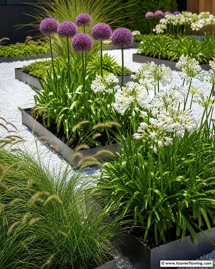 Modern Minimalist Arrangement - 21 Flower Bed Ideas to Beautify Your Garden or Yard