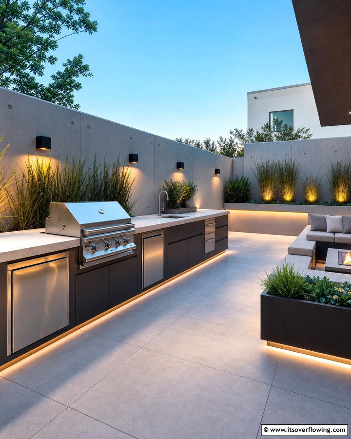 Modern Minimalist BBQ Haven - 21 BBQ Area Ideas for the Ultimate Outdoor Cooking Experience