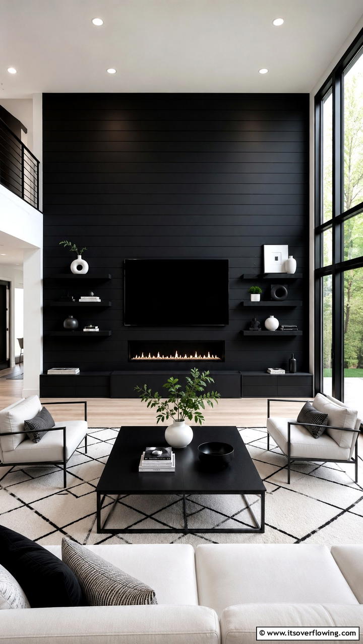 Modern Minimalist Backdrop - 30 Black Shiplap Wall Ideas for Timeless Interior Accents