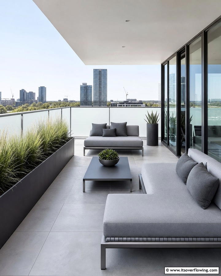 Modern Minimalist Balcony - 21 Balcony Ideas to Turn Your Small Space into a Relaxing Retreat
