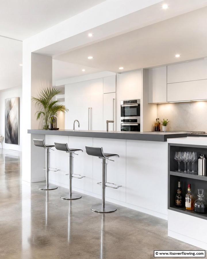 Modern Minimalist Bar Design - 30 Kitchen Bar Ideas for Casual Dining and Socializing
