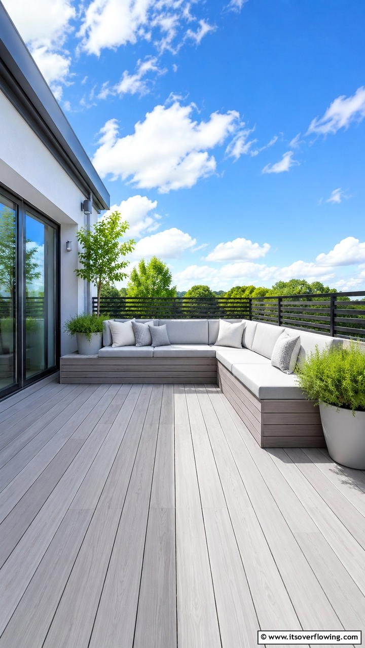Modern Minimalist Bench Design - 30 Built-In Deck Bench Ideas- Functional Outdoor Seating