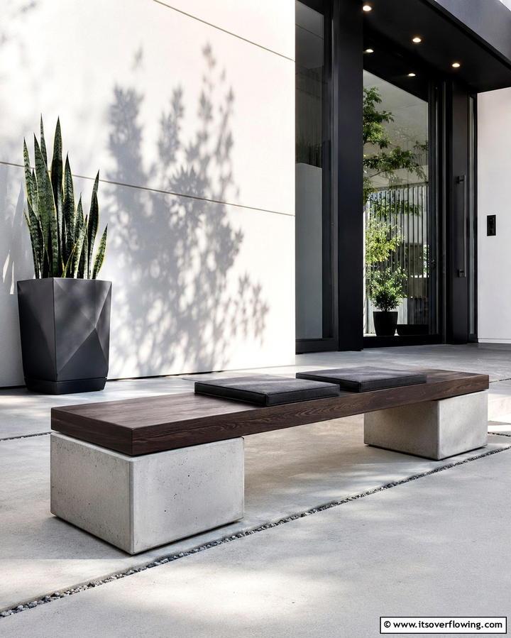 Modern Minimalist Bench Design - 25 Front Porch Bench Ideas for a Welcoming Entrance