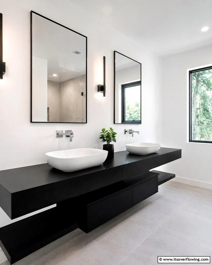 Modern Minimalist Black CountertopsExact - 30 Bathrooms with Black Countertops for Modern Elegance