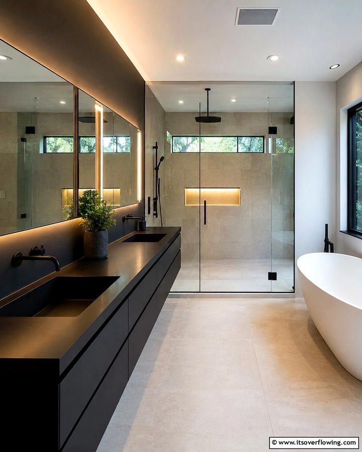 Modern Minimalist Black CountertopsOne - 30 Bathrooms with Black Countertops for Modern Elegance