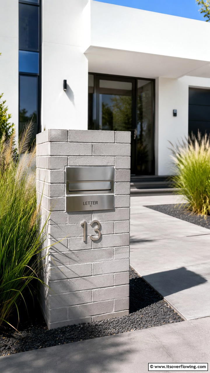 Modern Minimalist Brick Mailbox - 30 Brick Mailbox Ideas for a Charming Curb Appeal Upgrade