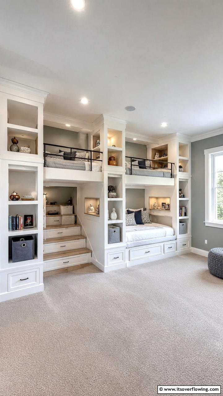 Modern Minimalist Bunk Room - 30 Bunk Room Ideas for Fun and Functional Kids’ Spaces
